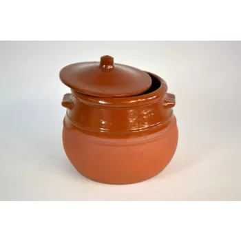   SÜTŐTÁL HASAS KERÁMIA FEDŐVEL BARNA MÁZAS 3,5L 22*24 CM