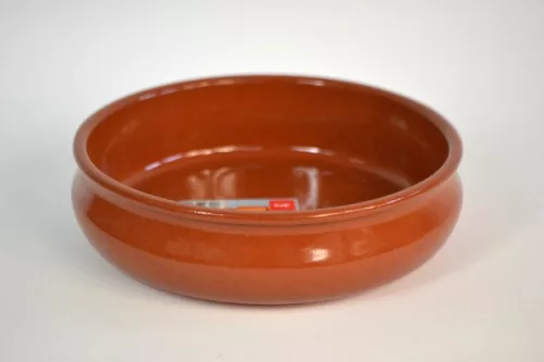 SÜTŐTÁL HASAS KEREK KERÁMIA BARNA MÁZAS ÁTM.:24CM M:7 CM