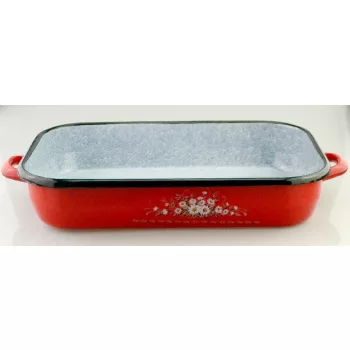   TEPSI MÁRVÁNYOZOTT ZOMÁNC PIROS FÜLLEL M: 6,5CM SZ: 22,5CM H:34,5CM