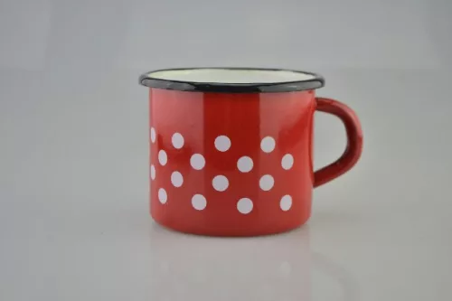 BÖGRE PIROS ZOMÁNC FEHÉR PÖTTYÖS 0,5L