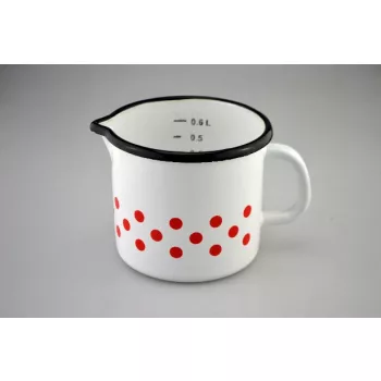 KIÖNTŐ FEHÉR ZOMÁNC PIROS PÖTTYÖS 0,6L