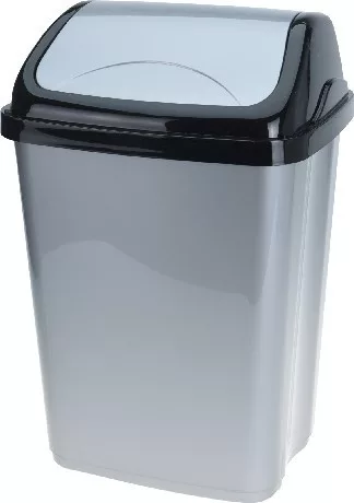 SZEMETES BILLENŐS FEDŐVEL 16L SZÜRKE/FEKETE