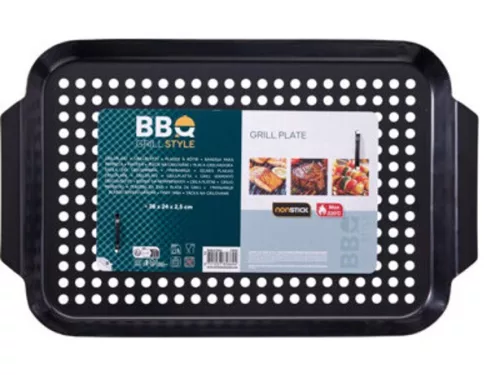 BBQ GRILLTÁLCA 38X24X2,5CM FEKETE