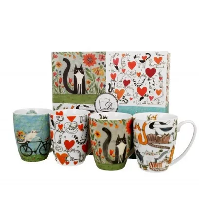BÖGRE 4DB PORCELÁN 360ML CATS VEGYES