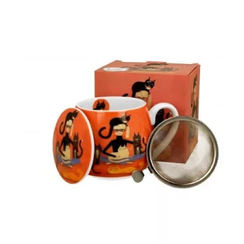   BÖGRE SZŰRŐS HORDÓ PORCELÁN 430ML 'CATS CREW' CINDY & KITTIES