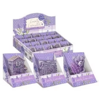 GYERTYA LEVENDULÁS 3 FÉLE FORMA 70G 8CM