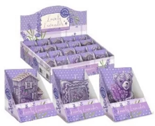 GYERTYA LEVENDULÁS 3 FÉLE FORMA 70G 8CM