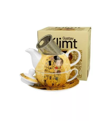 TEAKANNA SZŰRŐS + CSÉSZE ALJJAL 300/350ML KLIMT KISS EKRÜ