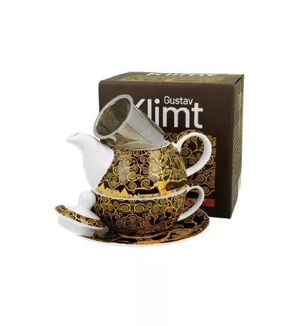 TEAKANNA SZŰRŐS + CSÉSZE ALJJAL 300/350ML KLIMT ÉLETFA BARNA