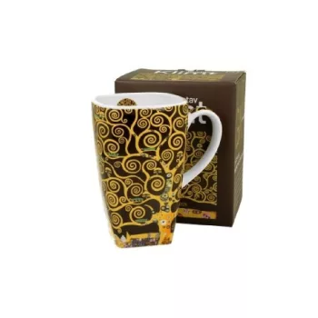 BÖGRE SZÖGLETES PORCELÁN 650ML KLIMT ÉLETFA BARNA