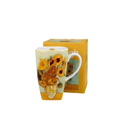BÖGRE SZÖGLETES PORCELÁN 650ML V.V.GOGH NAPRAFORGÓK