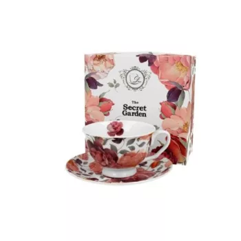 CSÉSZE+ALJ PORCELÁN 250ML VIRÁG -RÓZSA