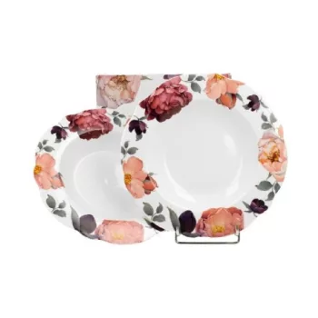 LEVESES TÁNYÉR SZETT 2DB-OS 300ML 22CM VIRÁG - RÓZSA