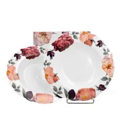 LEVESES TÁNYÉR SZETT 2DB-OS 300ML 22CM VIRÁG - RÓZSA