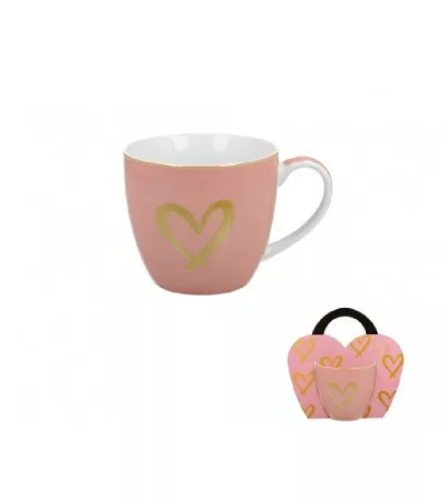 BÖGRE PORCELÁN 460ML SZÍV PINK
