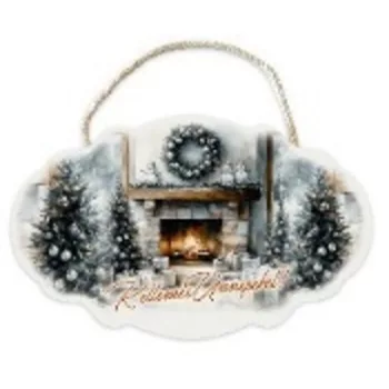 TÁBLA AKASZTHATÓ FA - 24X15CM - KELLEMES UNNEPEKET