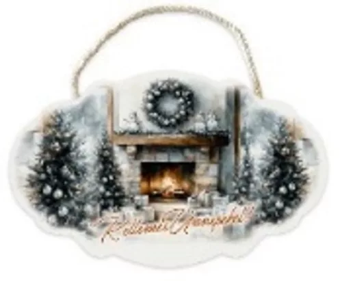 TÁBLA AKASZTHATÓ FA - 24X15CM - KELLEMES UNNEPEKET