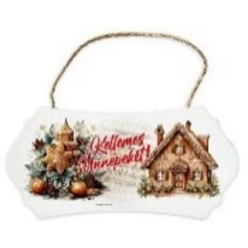 TÁBLA AKASZTHATÓ FA - 24X11,5CM - KELLEMES UNNEPEKET