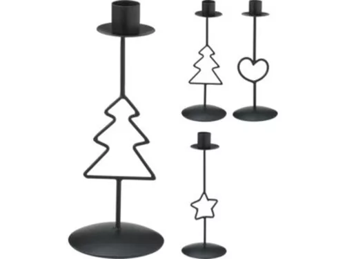 MÉCSESTARTÓ FÉM 8X8X21CM FEKETE