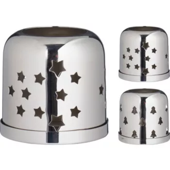 MÉCSESTARTÓ FÉM 8,5X8,5X8CM, EZÜST 2F.