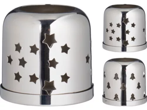 MÉCSESTARTÓ FÉM 8,5X8,5X8CM, EZÜST 2F.