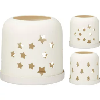 MÉCSESTARTÓ FÉM 8,5X8,5X8CM, FEHÉR 2F.