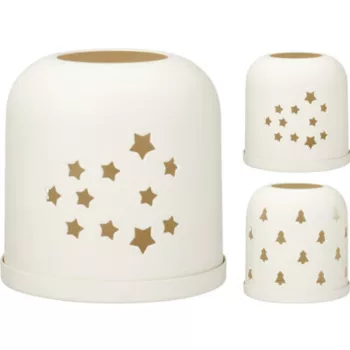 MÉCSESTARTÓ FÉM 10,3X10,3X10CM, FEHÉR 2F.