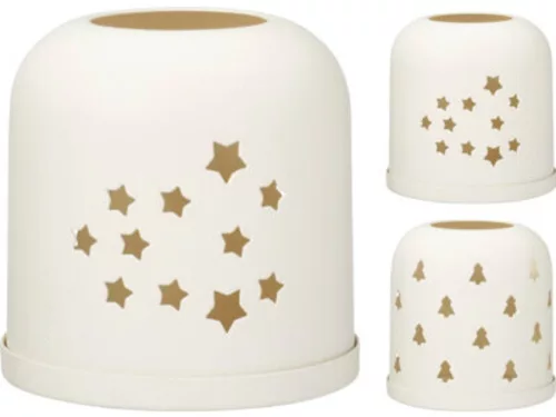 MÉCSESTARTÓ FÉM 10,3X10,3X10CM, FEHÉR 2F.