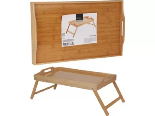TÁLCA ÁLLVÁNNYAL BAMBUSZ 50X30X21CM
