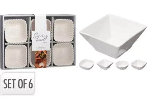 TÁL PORCELÁN 125ML 6DB-OS 9,8X9,8X4CM 4 FÉLE FORMA