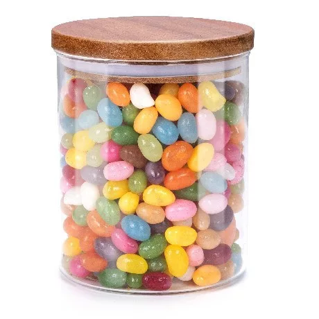 TÁROLÓ ÜVEG AKÁC FEDŐVEL 9,5X9,5X11CM 600ML ALPINA