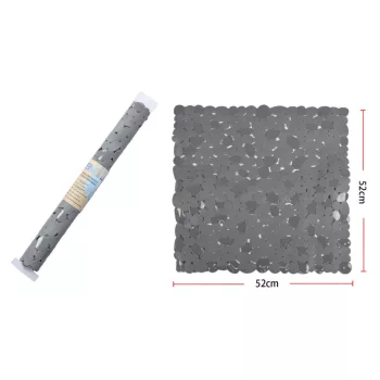 SZŐNYEG PVC FÜRDŐSZOBAI CSÚSZÁSGÁTLÓS 52X52CM SZÜRKE