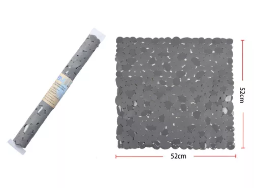 SZŐNYEG PVC FÜRDŐSZOBAI CSÚSZÁSGÁTLÓS 52X52CM SZÜRKE