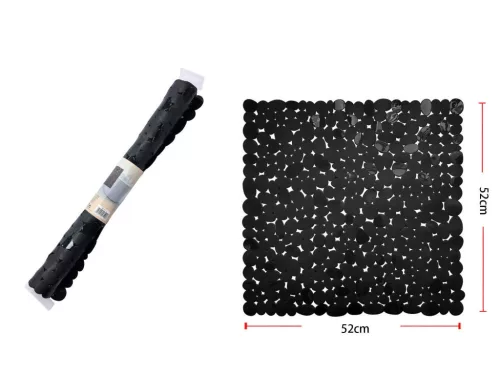 SZŐNYEG PVC FÜRDŐSZOBAI CSÚSZÁSGÁTLÓS 52X52CM FEKETE