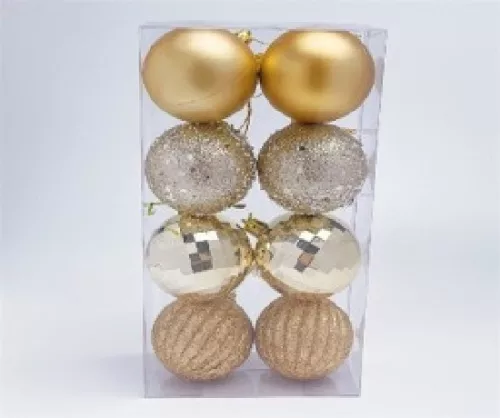 KARÁCSONYFA GÖMB DÍSZ 6CM VEGYES 8DB-OS