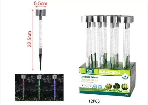 KERTI SOLAR LÁMPA LESZÚRHATÓ SZÍNES 5,5X32,5CM 12DB/DISPLAY