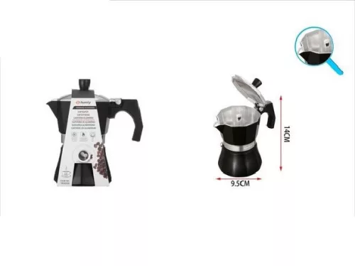 KÁVÉFŐZŐ 3 SZEMÉLYES MATT FEKETE INDUKCIÓ/GÁZ/KERÁMIA FŐZŐLAP/ELEKTOMOS