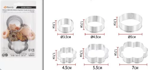 KISZÚRÓ SZETT 6DB-OS VIRÁG ÉS KÖR ALAKÚAK MAX:7X1,7CM