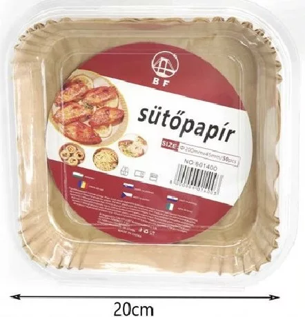 SÜTŐPAPÍR AIR FRYER 20CM 50DB NÉGYZET ALAKÚ