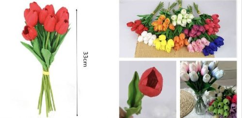 MŰVIRÁG TULIPÁN CSOKOR 33CM TÖBBFÉLE SZÍN