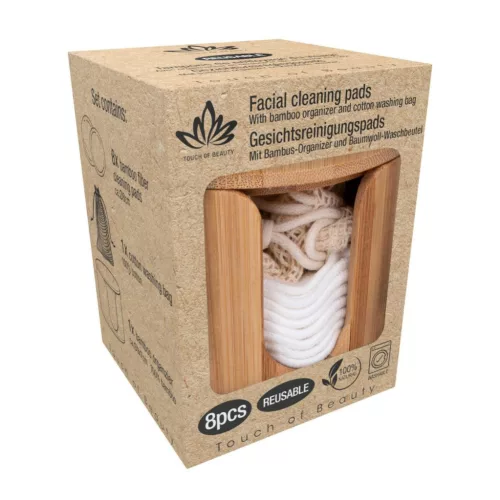 ARCTISZTÍTÓ KORONG 8DB ÚJRA FELHASZNÁLHATÓ + BAMBUSZ TÁROLÓ + MOSÓZSÁK