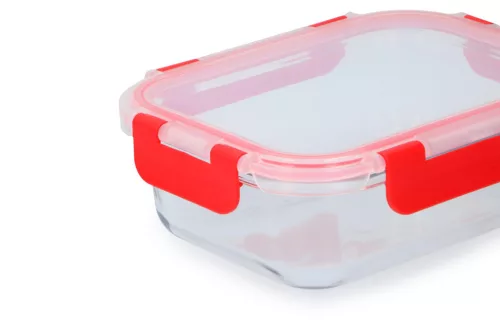 ÉTELTÁROLÓ 620ML 18,2X13,5X6CM BOROSZILIKÁT ÜVEG + MŰA. PATTINTÓS TETŐ