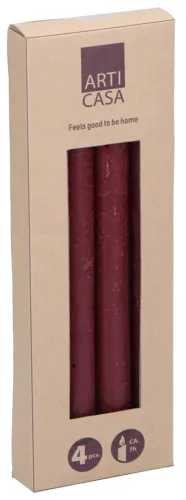GYERTYA RUSZTIKUS PAPÍRDOBOZOS 4DB 25CM VÖRÖS