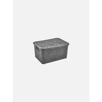   TÁROLÓDOBOZ SZÖGL. TETŐVEL MŰA. 1,25L 4 SZÍN "LACE" 8,4*12*18CM