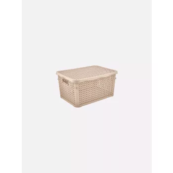   TÁROLÓDOBOZ SZÖGL. TETŐVEL MŰA. 1,25L 4 SZÍN "PERL" 8,3*12,3*18,2CM