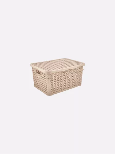 TÁROLÓDOBOZ SZÖGL. TETŐVEL MŰA. 1,25L 4 SZÍN "PERL" 8,3*12,3*18,2CM