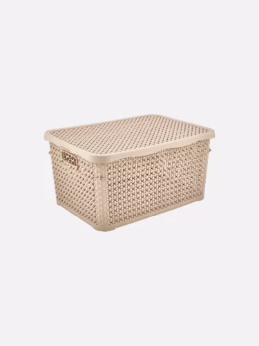 TÁROLÓDOBOZ SZÖGL. TETŐVEL MŰA. 10L 4 SZÍN "PEARL" 15,5*23,6*34,6CM