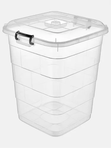 TÁROLÓDOBOZ NÉGYZET ALAKÚ 75L "TETRIS" ÁTLÁTSZÓ MŰA.
