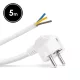 Hálózati szerelhető tápkábel dugóval  - 5 m kábellel - 3 x 1,5 mm² - fehér
