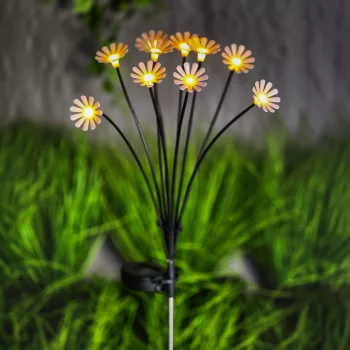   Leszúrható szolár lámpa - kamilla - 10 melegfehér LED - 80 cm